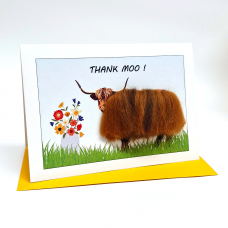 C25 Highland Cow Card THANK MOO