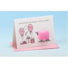 S150 Sheep Card-WELCOME TO YOUR LITTLE LAMB-PINK