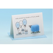 S151 Sheep Card-WELCOME TO YOUR LITTLE LAMB-BLUE